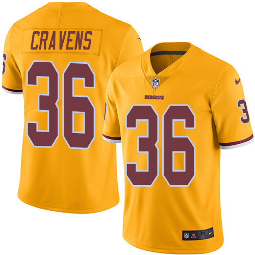 Men's Limited Su'a Cravens Nike Jersey Gold - #36 Rush NFL Washington Redskins